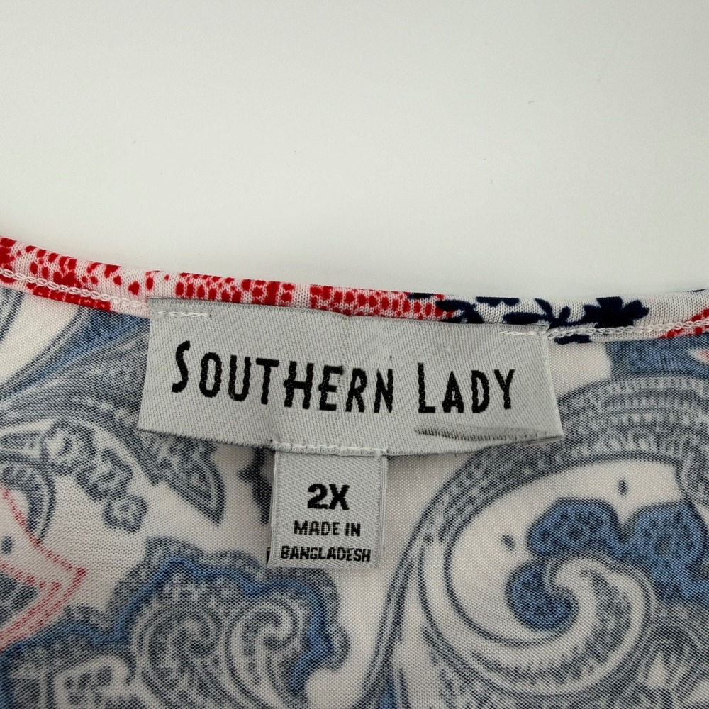 Southern Lady Paisley Butterfly Print V Neck Tunic Top Women's Plus Size 2X‎ - Picture 3 of 6